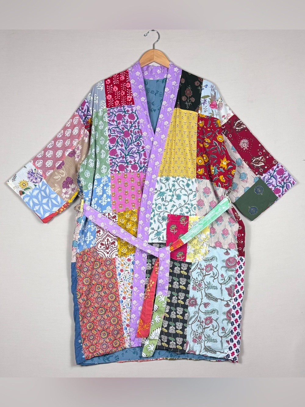 Patchwork Cotton Kimono Robe - Multicolor - Picture 3 of 5
